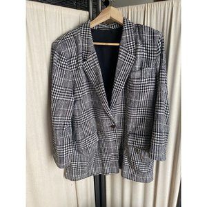 VTG EUC Max Mara Pura Seta Black White Plaid Silk Jacket Beautiful Made Italy 8
